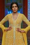 Ridhi Mehra_Yellow Georgette Embroidered Anarkali With Dupatta  _at_Aza_Fashions