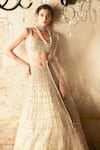 Buy_Ridhi Mehra_White Net Scoop Neck Embroidered Bridal Lehenga Set _at_Aza_Fashions