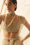 Buy_Ridhi Mehra_White Net Scoop Neck Embroidered Bridal Lehenga Set _Online_at_Aza_Fashions