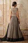 Shop_Ridhi Mehra_Black Net V Neck Ikat Print Lehenga Set _at_Aza_Fashions