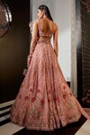 Shop_Ridhi Mehra_Pink Net Embroidered Floral Motifs Scoop Neck Floryn Lehenga Set _at_Aza_Fashions