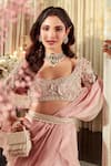 Ridhi Mehra_Pink Lone Pre-draped Ruffle Saree With Blouse_Online_at_Aza_Fashions