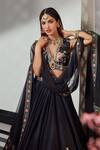 Ridhi Mehra_Black Narcissa Silk Printed Lehenga Set_Online_at_Aza_Fashions
