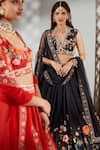 Buy_Ridhi Mehra_Black Narcissa Silk Printed Lehenga Set_Online_at_Aza_Fashions