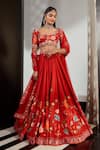 Buy_Ridhi Mehra_Red Lehenga And Blouse Silk Dupatta Net Floral Motifs Rayen Printed Set _at_Aza_Fashions
