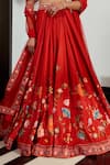 Shop_Ridhi Mehra_Red Lehenga And Blouse Silk Dupatta Net Floral Motifs Rayen Printed Set _Online_at_Aza_Fashions