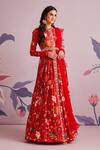 Buy_Ridhi Mehra_Red Silk And Net Print & Embroidery Lillian Anarkali With Dupatta  _at_Aza_Fashions