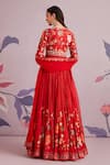 Shop_Ridhi Mehra_Red Net And Silk & Embroidery Block V Anarkali With Dupatta  _at_Aza_Fashions