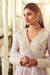 Buy_Ridhi Mehra_Purple Anarkali Silk Dupatta Net Embroidered Beads V Posie With  _Online_at_Aza_Fashions