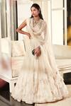 Buy Ridhi Mehra White Blouse, Dupatta And Belt Net & Lehenga Laurel Embroidered Bridal Set at Aza Fashions Buy_Ridhi Mehra_White Blouse, Dupatta And Belt Net & Lehenga Laurel Embroidered Bridal Set _at_Aza_Fashions
