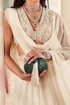 Shop Ridhi Mehra White Blouse, Dupatta And Belt Net & Lehenga Laurel Embroidered Bridal Set Online at Aza Fashions Shop_Ridhi Mehra_White Blouse, Dupatta And Belt Net & Lehenga Laurel Embroidered Bridal Set _Online_at_Aza_Fashions