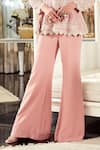 Ridhi Mehra_Pink Georgette Embroidery Cutdana Round Senna Peplum Tunic And Pant Set  _at_Aza_Fashions