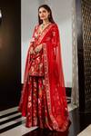 Ridhi Mehra_Red Silk Florian Anarkali Gharara Set_Online_at_Aza_Fashions