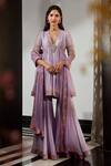 Buy_Ridhi Mehra_Purple Silk And Net Print & Embroidery Ambrosia Anarkali Gharara Set  _at_Aza_Fashions