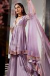 Buy_Ridhi Mehra_Purple Silk And Net Print & Embroidery Ambrosia Anarkali Gharara Set  _Online_at_Aza_Fashions