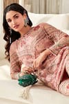 Buy_Ridhi Mehra_Pink Net Print And Embroidery Sequin Round Amaryllis Kurta & Pant Set  _Online_at_Aza_Fashions