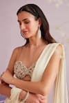 Shop_Ridhi Mehra_White Saree Organa Blouse Net Embroidered Acacia Pre-draped With  _Online_at_Aza_Fashions