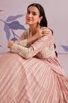 Buy_Ridhi Mehra_Pink Anarkali: Silk; Dupatta: Net Embroidered Helenium Ruched With For Women_Online_at_Aza_Fashions
