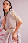Buy_Ridhi Mehra_Purple Organza, Blet Net Saree Chiffon, Blouse Hyacinth Pre-draped With _Online_at_Aza_Fashions