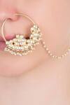 Riana Jewellery_Gold Plated Stone Floral Bead Drop Nath _Online_at_Aza_Fashions