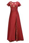 Buy_Naintara Bajaj_Maroon Muslin Embellished Anarkali With Dupatta_Online_at_Aza_Fashions