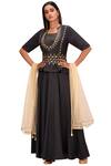Buy_Khwaab by Sanjana Lakhani_Black Muslin Embellished Lehenga Set_at_Aza_Fashions