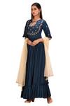 Buy_Khwaab By Sanjana Lakhani_Blue Muslin Embellished Anarkali With Dupatta_at_Aza_Fashions