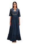 Khwaab By Sanjana Lakhani_Blue Muslin Embellished Anarkali With Dupatta_Online_at_Aza_Fashions