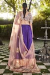 Shop_Ranian_Purple Silk Embroidery Gota Plunge V Lehenga Set _at_Aza_Fashions