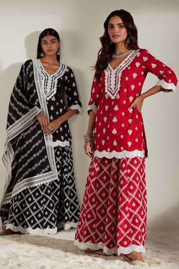 Zoriana Supima Cotton Red Kurta with Sharara Set