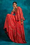 Saundh_Red Silk Printed Kurta Set_Online_at_Aza_Fashions