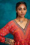 Buy_Saundh_Red Silk Printed Kurta Set_Online_at_Aza_Fashions