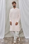 Buy_Rng Safawala_Pink Dhoti Pant- Cotton Silk, Kurta - Georgette Sequin, Chikan Set_at_Aza_Fashions