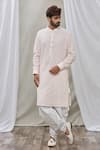 Rng Safawala_Pink Dhoti Pant- Cotton Silk, Kurta - Georgette Sequin, Chikan Set_Online_at_Aza_Fashions