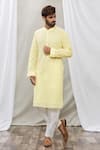 Buy_Rng Safawala_Yellow Kurta - Georgette, Pant- Dupion Silk Sequin, Chikan Set _at_Aza_Fashions