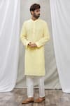 Rng Safawala_Yellow Kurta - Georgette, Pant- Dupion Silk Sequin, Chikan Set _Online_at_Aza_Fashions