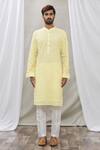 Buy_Rng Safawala_Yellow Kurta - Georgette, Pant- Dupion Silk Sequin, Chikan Set _Online_at_Aza_Fashions
