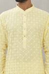 Rng Safawala_Yellow Kurta - Georgette, Pant- Dupion Silk Sequin, Chikan Set _at_Aza_Fashions