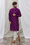 Buy_Rng Safawala_Purple Kurta - Cotton , Pant- Dupion Thread And Sequin Embroidered Set_at_Aza_Fashions