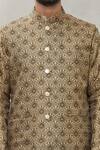 Rng Safawala_Brown Bundi - Raw Silk, Dhoti Pant - Cotton Silk, Kurta - Dupion Print And Set _at_Aza_Fashions