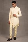 Buy_RNG Safawala_Beige Sherwani- Raw Silk Embroidered Chikankari Achkan Set _at_Aza_Fashions