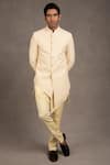 Buy_RNG Safawala_Beige Sherwani- Raw Silk Embroidered Chikankari Achkan Set _Online_at_Aza_Fashions