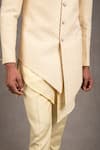 RNG Safawala_Beige Sherwani- Raw Silk Embroidered Chikankari Achkan Set _at_Aza_Fashions