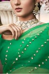 Ranian_Green Silk Organza Embellished Saree _Online_at_Aza_Fashions