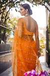 Shop_Ranian_Orange Silk Organza Embellished Saree _at_Aza_Fashions