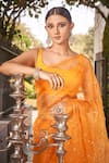 Ranian_Orange Silk Organza Embellished Saree _Online_at_Aza_Fashions