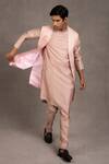 Buy_Rng Safawala_Pink Bundi - Raw , Kurta And Pant- Dupion Floral Embroidered & Set _at_Aza_Fashions