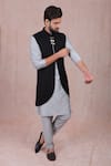 Buy_RNG Safawala_Black French Terry Long Jacket And Kurta Set _at_Aza_Fashions