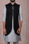 Shop_RNG Safawala_Black French Terry Long Jacket And Kurta Set _Online_at_Aza_Fashions