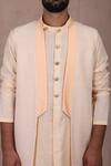 Shop_RNG Safawala_Peach Raw Silk Embroidered Jacket And Kurta Set _Online_at_Aza_Fashions